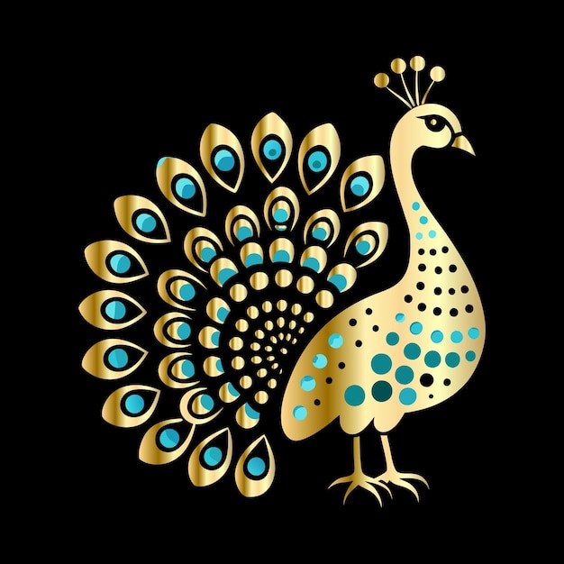 Logotipo de pavo real de crochet ornamental estilo artístico delicado diseño vectorial negro