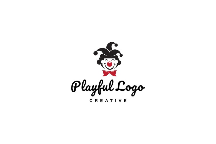 Logotipo de payaso de circo en estilo de diseño plano