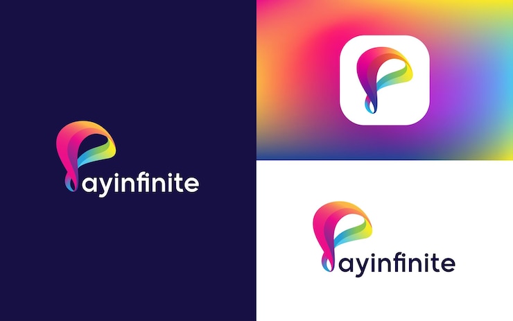 Vector logotipo de payinfinite. concepto infinito de letra p. diseño de logotipo, plantilla, icono, insignia, emblema, signo.