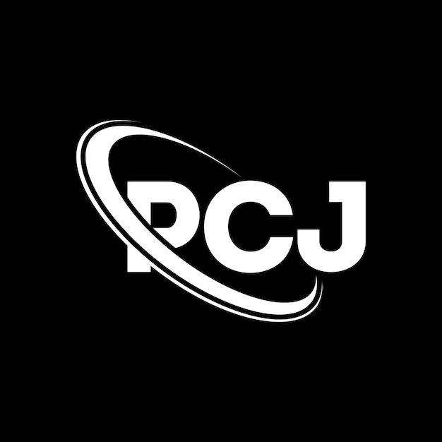 El logotipo PCJ, la letra PCJ, el diseño del logotipo de la carta PCJ, las iniciales, el logotipo de PCJ vinculado con círculo y monograma en mayúsculas, la tipografía de PCJ para el negocio tecnológico y la marca inmobiliaria.
