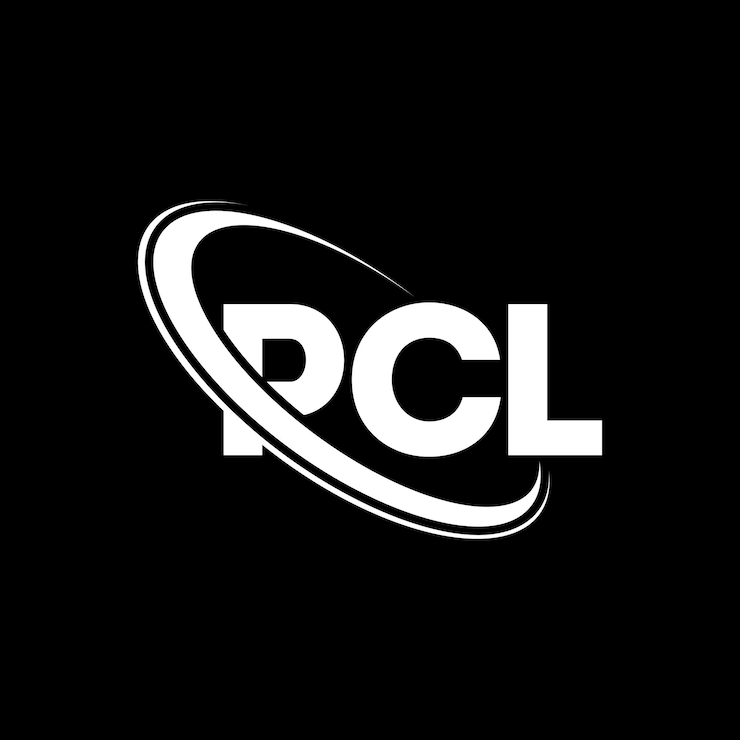 Vector el logotipo pcl, la letra pcl, el diseño del logotipo de la carta pcl, las iniciales, el logotipo de pcl vinculado con un círculo y un monograma en mayúsculas, la tipografía de pcl para el negocio tecnológico y la marca inmobiliaria.