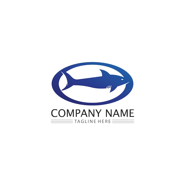 Logotipo de peces y plantilla de icono de animales acuáticos símbolo de vector creativo