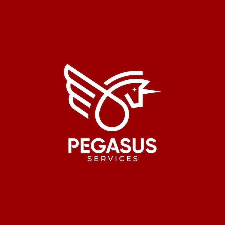 Logotipo de pegaso simple y moderno.