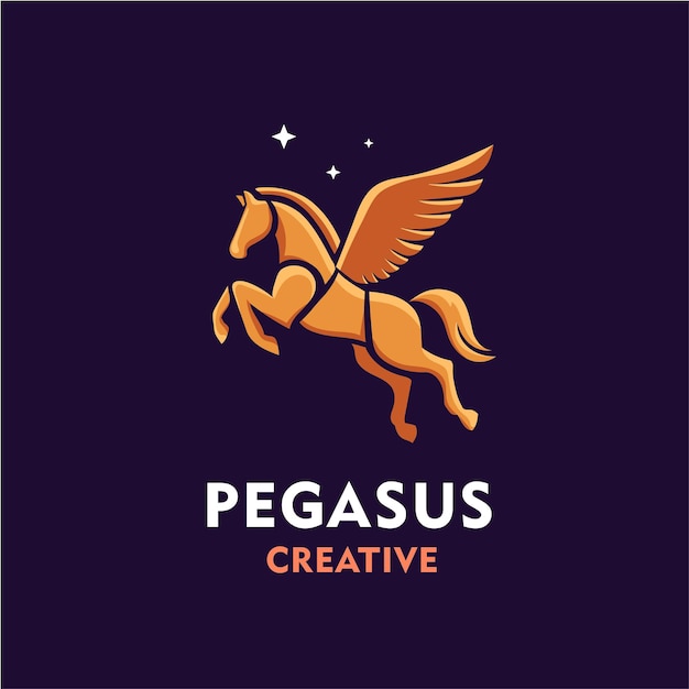 Vector el logotipo de pegasus con vector de color dorado