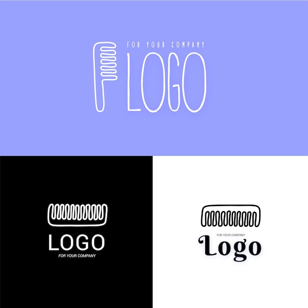 Logotipo de peine logotipo de salón de peluquería icono de peine para diseño web o empresa vector aislado eps ai