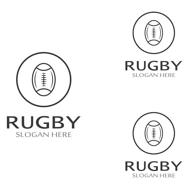 Logotipo de la pelota de rugby usando un concepto de diseño de plantilla de ilustración vectorial puede usarse para logotipos deportivos y un logotipo de equipo