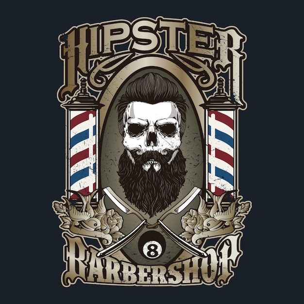 Logotipo de peluquería dibujado a mano en estilo vintage