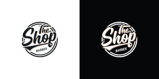 Logotipo de peluquería vintage Vector Premium