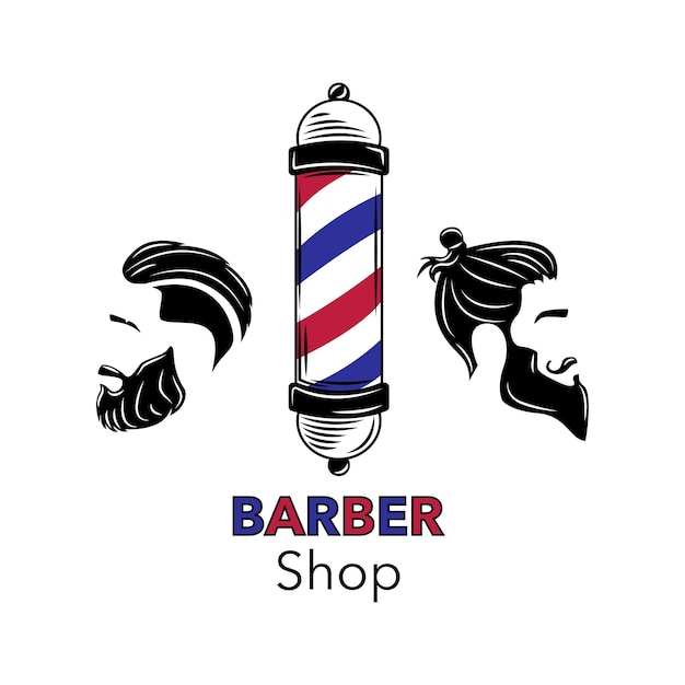 Logotipo de peluquero, emblema de barbería, etiqueta.