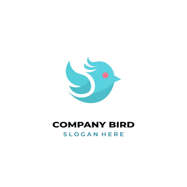 Logotipo de pequeño pájaro de color simple para la marca
