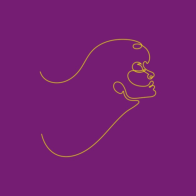 El logotipo del perfil vectorial de la mujer es un vector elegante de una línea.