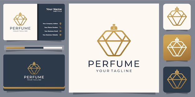 Logotipo de perfume de lujo minimalista con plantilla de tarjeta de visita