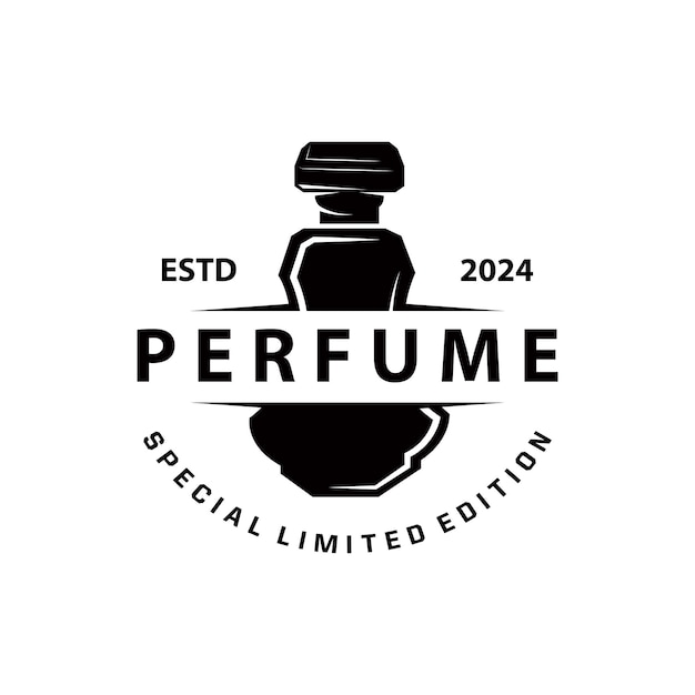 Logotipo de perfume minimalista simple, producto de belleza, plantilla de marca, diseño de botella de perfume