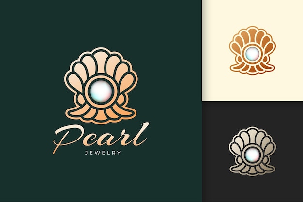 El logotipo de perlas de lujo representa joyas o gemas aptas para marcas de belleza y moda