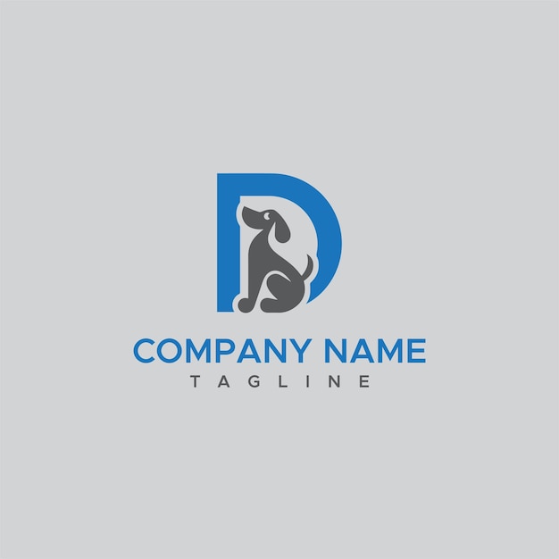 logotipo de perro con el alfabeto D con espacio negativo Diseño Inspiración Ilustración Vector