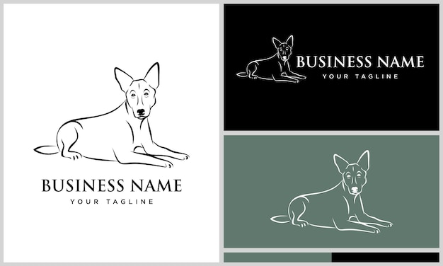 Logotipo de perro belga de arte lineal