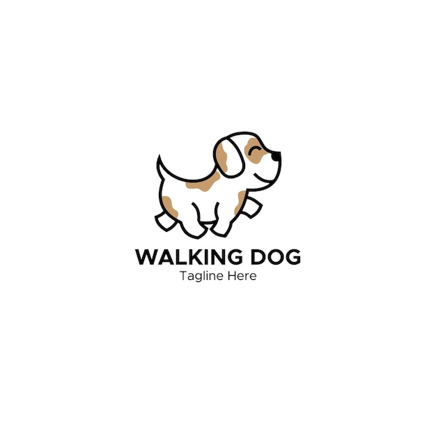 Logotipo de perro caminando vector premium