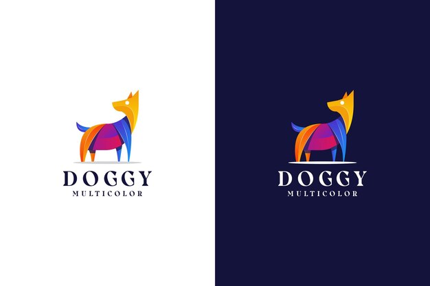 Logotipo de perro degradado moderno abstracto colorido