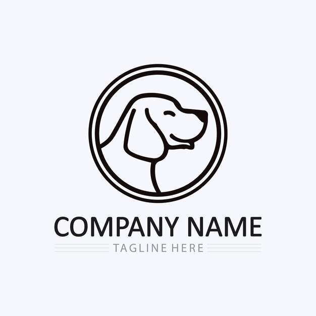Logotipo de perro e icono gráfico de diseño de ilustración de vector animal