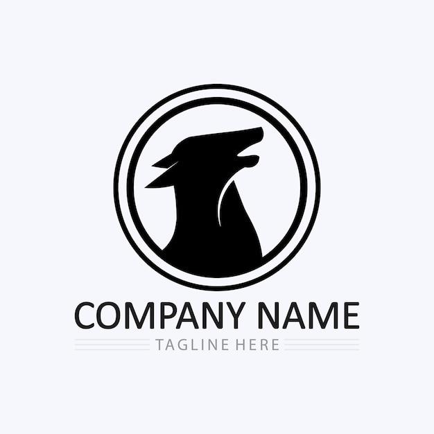 Logotipo de perro e icono gráfico de diseño de ilustración de vector animal