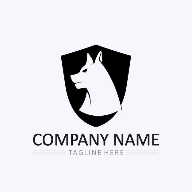 Logotipo de perro e icono gráfico de diseño de ilustración de vector animal
