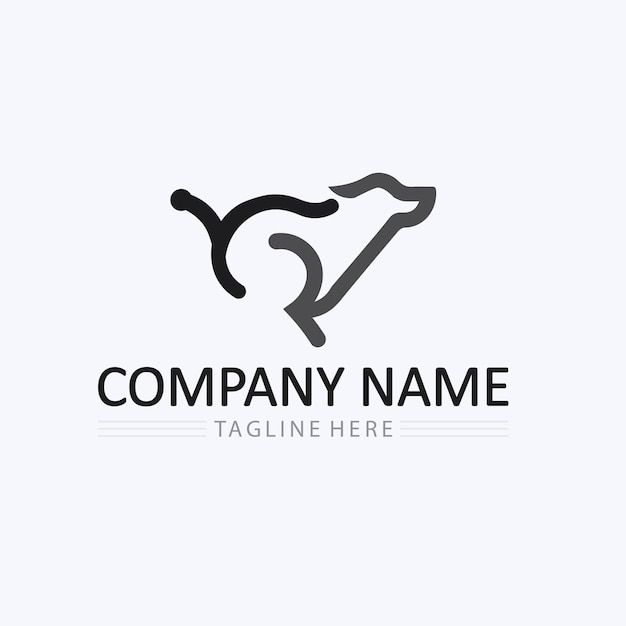 Logotipo de perro e icono gráfico de diseño de ilustración de vector animal