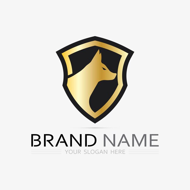Logotipo de perro e icono gráfico de diseño de ilustración de vector animal