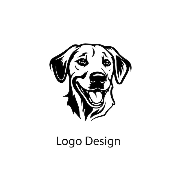 El logotipo del perro Happy Dog Tongue es un icono plano negro simple sobre un fondo blanco