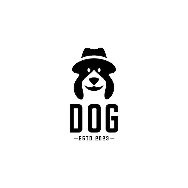 Vector el logotipo de un perro lindo con un sombrero