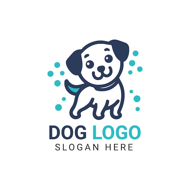 Logotipo de perro lúdico con acentos azules