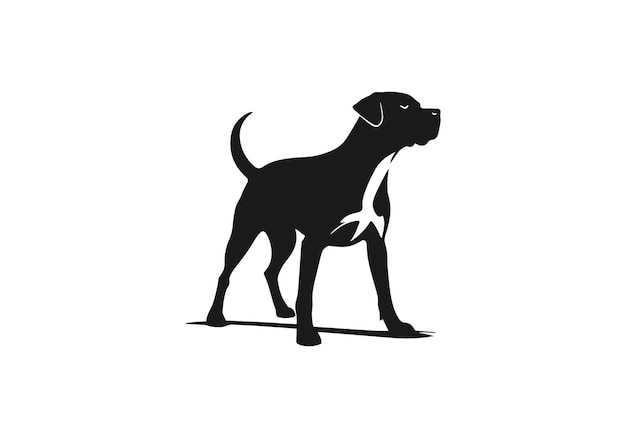 Logotipo de perro de pie Icono de toro silueta vectorial diseño aislado