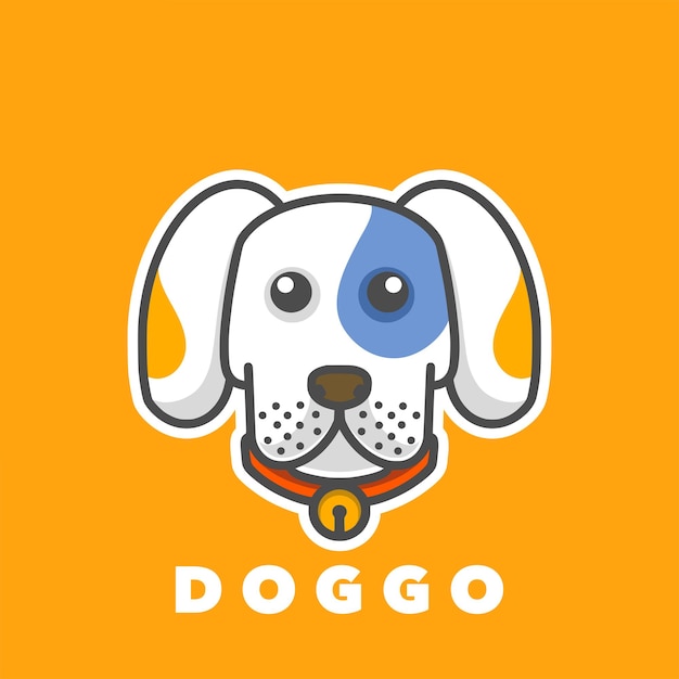 Logotipo de perro con el título dogo sobre un fondo amarillo