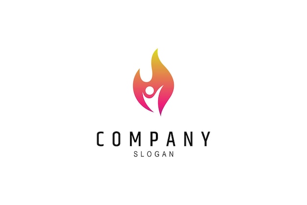 Logotipo de persona abstracta con fuego en estilo de color gradiente moderno