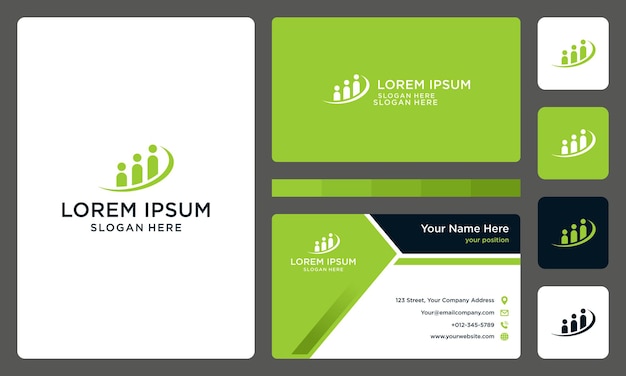 Logotipo de persona o equipo con barra de inversión. tarjeta de visita.