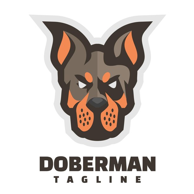 El logotipo del personaje de la cabeza de perro doberman