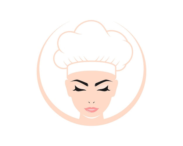 Logotipo de personaje de chef de mujer de belleza