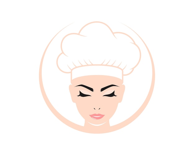 Logotipo de personaje de chef de mujer de belleza