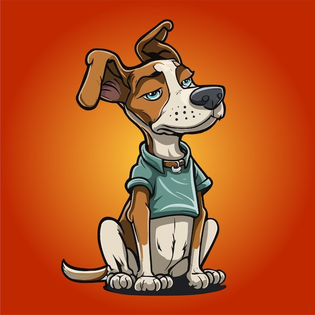 Vector logotipo de personaje de dibujos animados perro sentarse