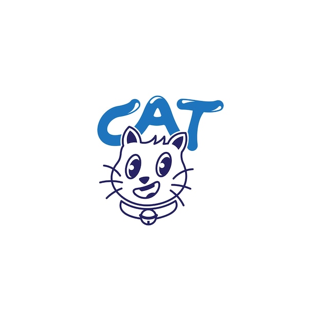 Logotipo de personaje de gato con fondo de escritura de gato