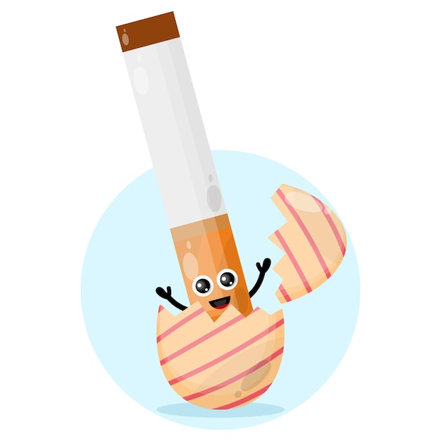 Vector logotipo de personaje lindo de cigarrillo de huevo de pascua