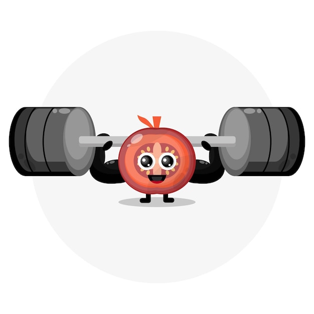 Logotipo de personaje lindo de fitness de tomate