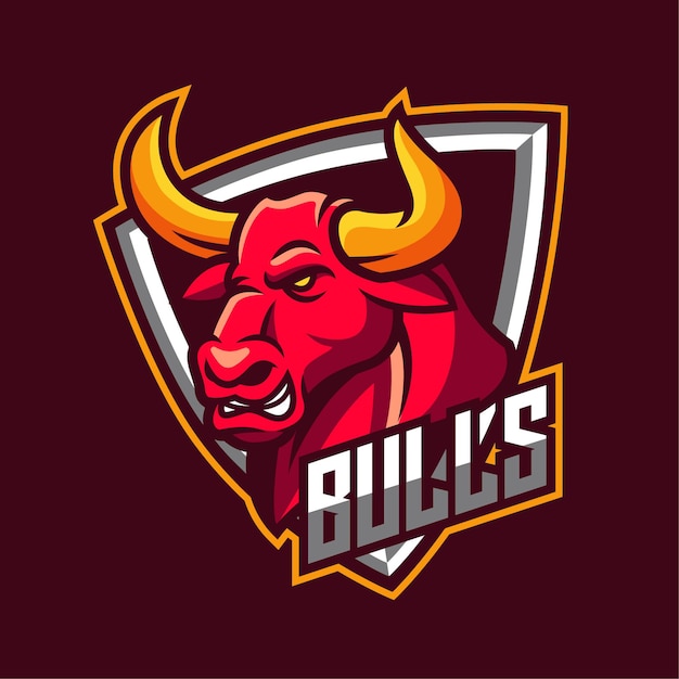 Logotipo del personaje de la mascota de Bulls e-sports