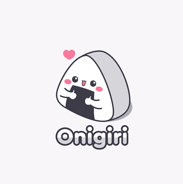 Logotipo del personaje de la mascota Onigiri para la comida coreana