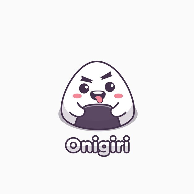 Logotipo del personaje de la mascota Onigiri para la comida coreana