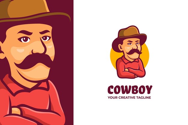 Logotipo del personaje de la mascota del vaquero mexicano