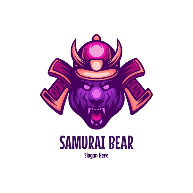 Logotipo del personaje del oso samurái