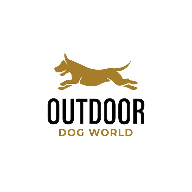 Logotipo de personaje de perro lindo correr y saltar