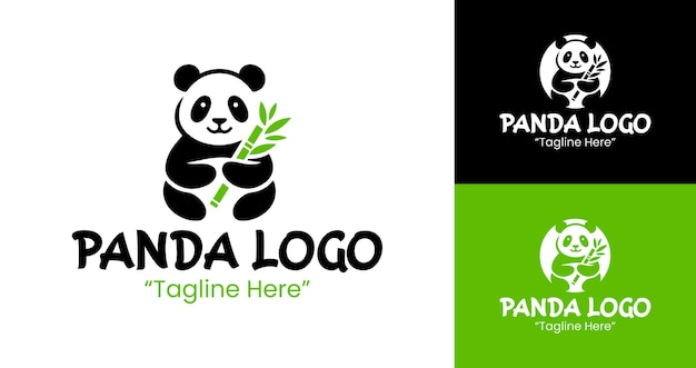 Logotipo personalizable de Panda Bamboo para soluciones de marca ecoempresarial