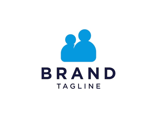 Logotipo de personas abstractas. Icono humano simple de forma geométrica azul aislado sobre fondo blanco.