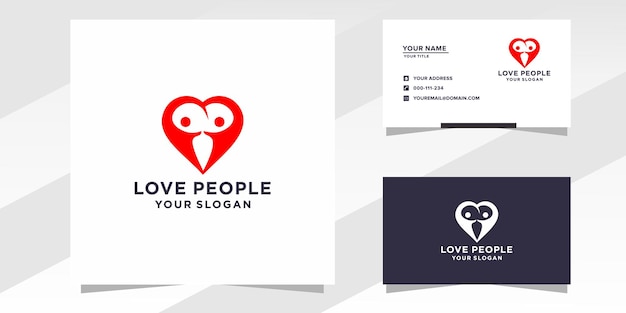 Vector logotipo de personas de amor con plantilla de tarjeta de visita